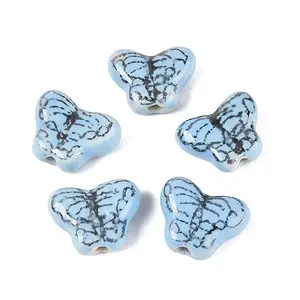 Hand Painted Butterfly Porcelain Beads