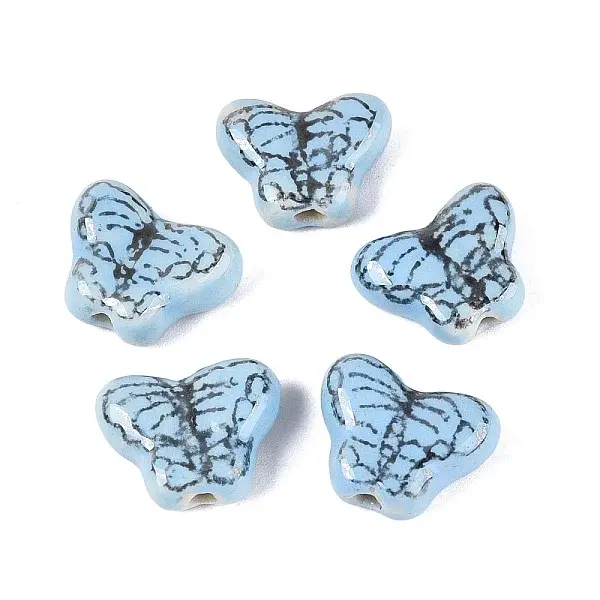 Hand Painted Butterfly Porcelain Beads