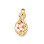 304 Stainless Steel Enamel Rhinestone Pendants