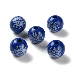Printed Wood European Beads