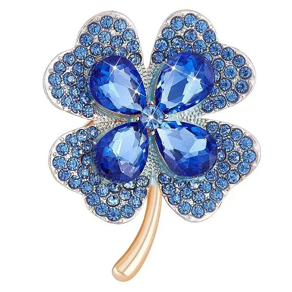 Cubic Zirconia Clover Brooch Pin