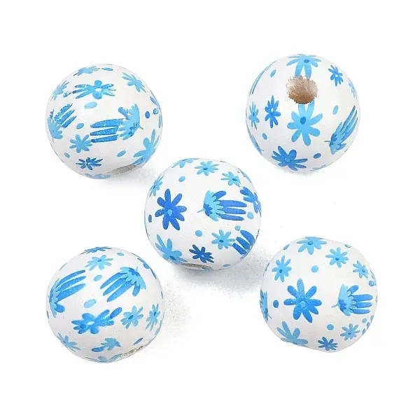 Printed Wood European Beads