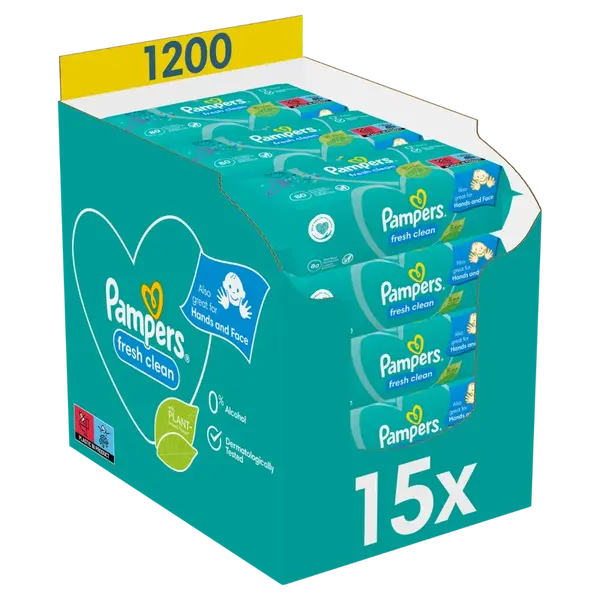 Pampers Fresh Clean vlhčené ubrousky 15x80 ks