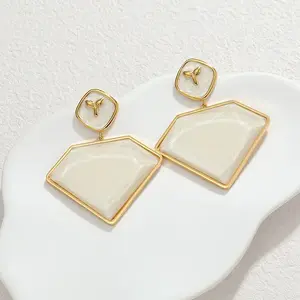 304 Stainless Steel & Acrylic Dangle Stud Earrings for Women