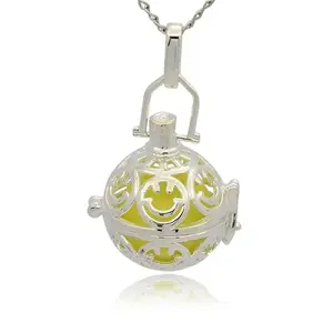 Silver Color Plated Brass Hollow Round Cage Pendants