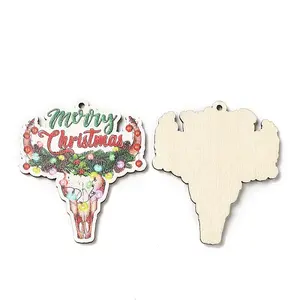Single Face Christmas Printed Wood Big Pendants