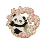 Panda & Cherry BlossomsWreath Enamel Pins