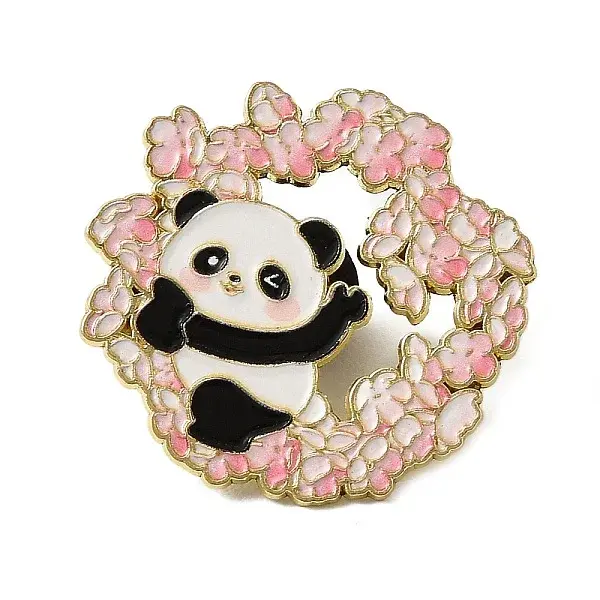 Panda & Cherry BlossomsWreath Enamel Pins