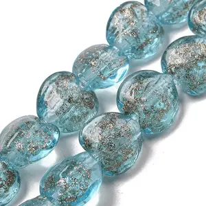 Handmade Gold Sand Lampwork Beads Strands