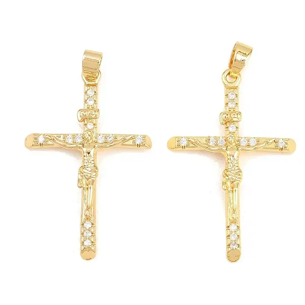 Easter Brass Micro Pave Clear Cubic Zirconia Pendants