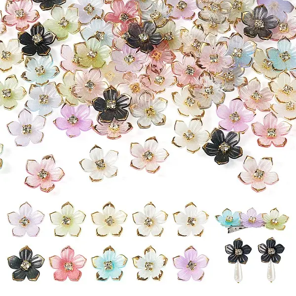100Pcs Transparent Resin Sakura Flower Bead Caps