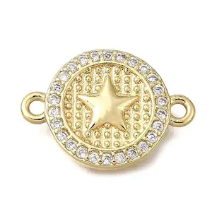 Religion Brass Micro Pave Clear Cubic Zirconia Connector Charms