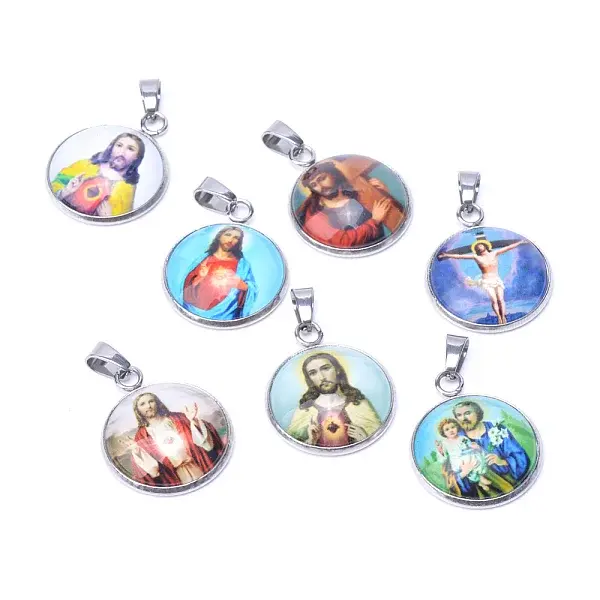 Jesus Theme Glass Pendants