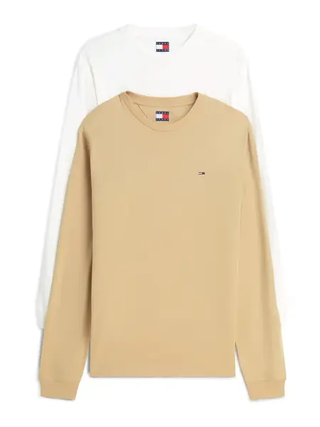 Tommy Jeans Tričko  béžová / biela