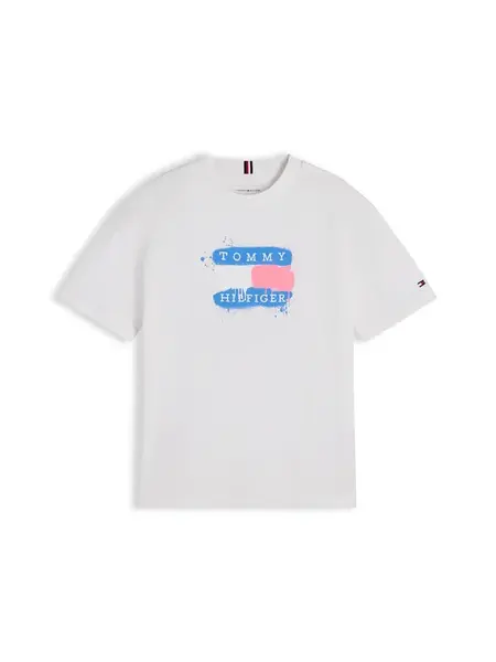 TOMMY HILFIGER Tričko  modrá / oranžová / biela