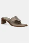 Calvin Klein žabky dámské kožené BLOCK HEEL SNDL THONG LTH