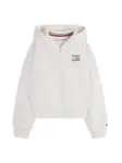 TOMMY HILFIGER Tepláková bunda  červená / strieborná / biela