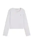 TOMMY HILFIGER Tričko 'Extra Slim Pointelle Long Sleeve'  biela