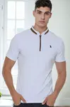 T9571 DEWBERRY MEN'S ZIPPERED T-SHIRT-WHITE