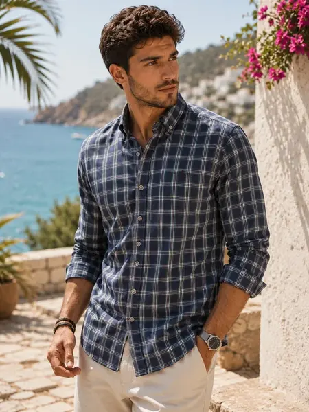 G718 DERBERRY MEN'S SHIRT-LACİVERT