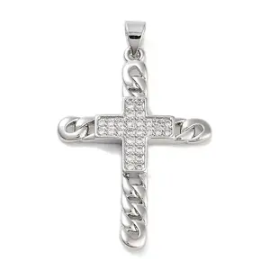 Rack Plating Brass Clear Cubic Zirconia Pendants