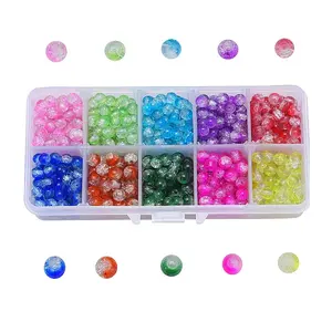 700Pcs 10 Colors Baking Paint Crackle Glass Bead