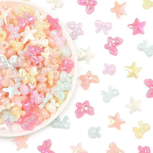 160Pcs 4 Styles Opaque Acrylic European Beads