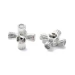 Rack Plating Brass Micro Pave Clear Cubic Zirconia Beads