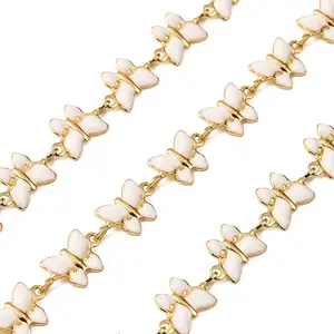 Brass Enamel Butterfly Link Chains