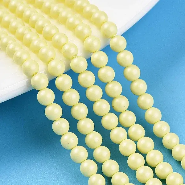 Baking Paint Pearlized Glass Pearl Bead Strands