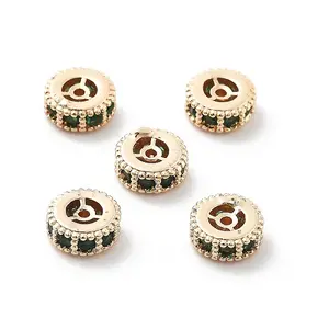 Brass Micro Pave Cubic Zirconia Beads