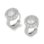 Brass Micro Pave Clear Cubic Zirconia Hoop Earring