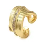 Brass Micro Pave Cubic Zirconia Open Cuff Ring