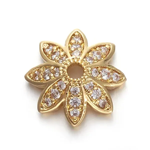 Brass Micro Pave Cubic Zirconia Bead Caps