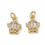 Brass Micro Pave Clear Cubic Zirconia Charms