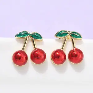 Brass Enamel Stud Earrings