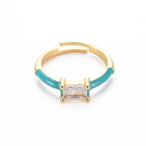 Brass Enamel Cuff Rings