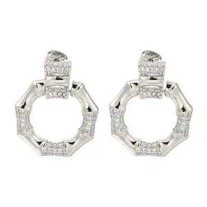 Rack Plating Polygon Brass Micro Pave Clear Cubic Zirconia Stud Earrings