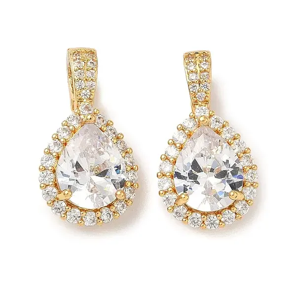 Brass Micro Pave Cubic Zirconia Pendants