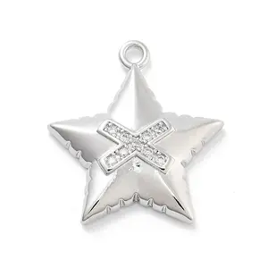 Brass Micro Pave Clear Cubic Zirconia Pendants