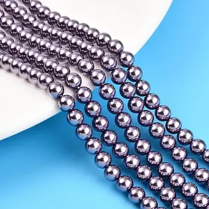 Baking Paint Pearlized Glass Pearl Bead Strands