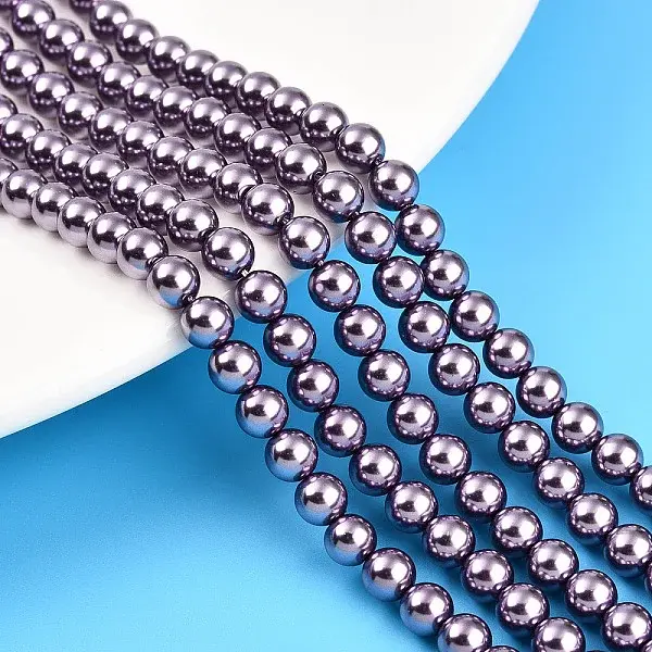 Baking Paint Pearlized Glass Pearl Bead Strands