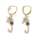 Real 18K Gold Plated Brass Dangle Leverback Earrings
