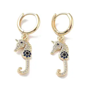 Golden Brass Dangle Leverback Earrings