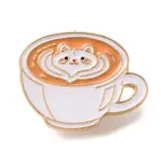 Cat Latte Coffee Enamel Brooches