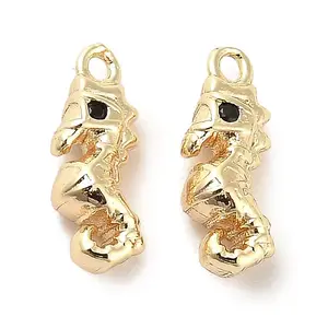 Brass Micro Pave Black Cubic Zirconia Charms