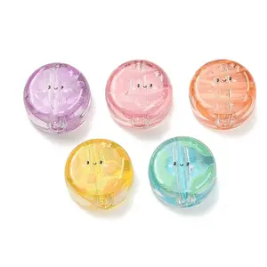 10Pcs Printed Transparent Acrylic Beads