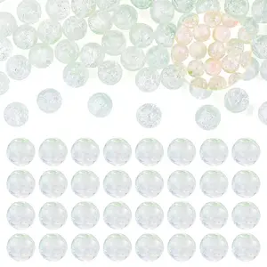 100Pcs Crackle Transparent Glass UV Reactive Beads
