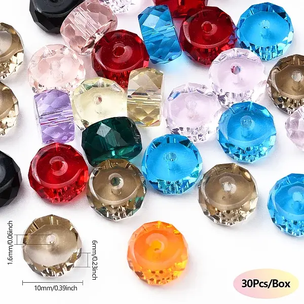 30Pcs Transparent K9 Glass Beads