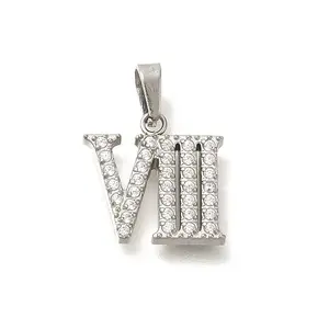 304 Stainless Steel Micro Pave Cubic Zirconia Pendants